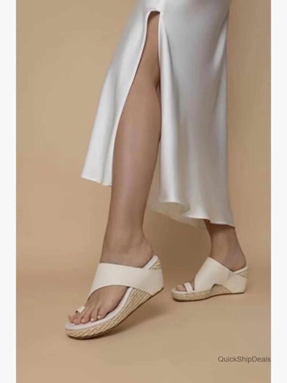 Comfortable Platform Wedge Sandals with Memory Foam Insole Faux Leather